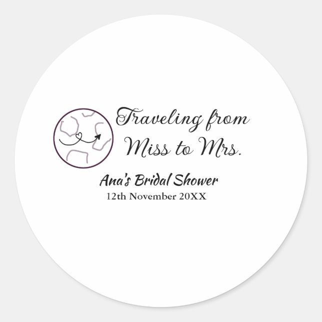 Pegatina Redonda Viajar despedida de soltera añadir nombre fecha se (Anverso)