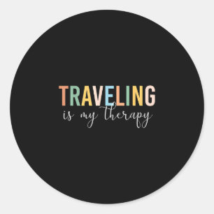 Pegatina Redonda Viajar es mi terapia