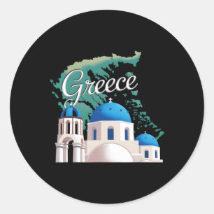 Pegatina Redonda Viajar Europa Grecia Atenas Santorini Creta Griego