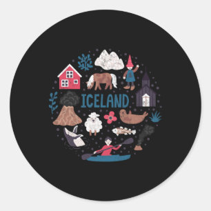 Pegatina Redonda Viajar Europa Islandia Reykjavik Familia Vacacione
