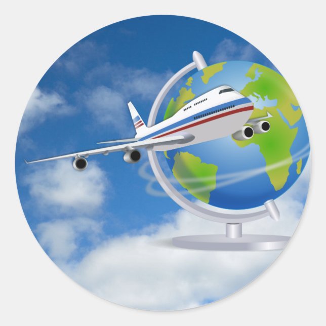 Pegatina Redonda Viajar por el mundo (Anverso)
