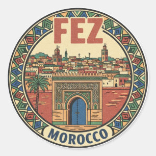 Pegatina Redonda Viaje a Fez Marruecos
