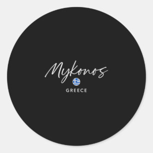 Pegatina Redonda Viaje a la isla de Mykonos Grecia Escape de verano