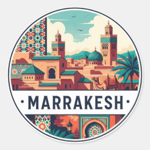 Pegatina Redonda Viaje a Marrakech Marruecos