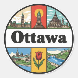 Pegatina Redonda Viaje a Ottawa Canadá
