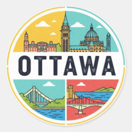 Pegatina Redonda Viaje a Ottawa Canadá