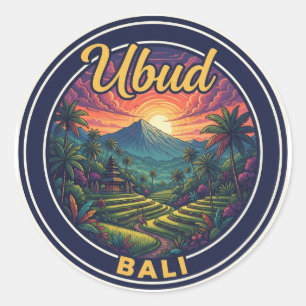 Pegatina Redonda Viaje a Ubud Bali Indonesia