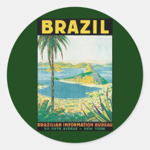 Pegatina Redonda Viaje Antiguo Río de Janeiro Brasil Playa Costera