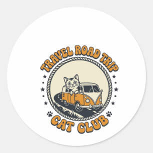 Pegatina Redonda Viaje Camiseta Arte Amante Gatos Mascotas - Viaje 