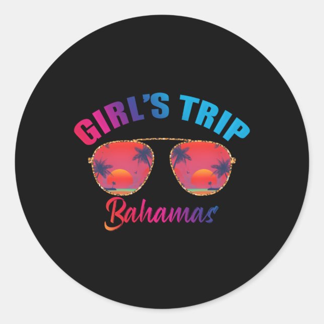 Pegatina Redonda Viaje de Bahamas 2023 Beach Besties Trip 2023 (Anverso)