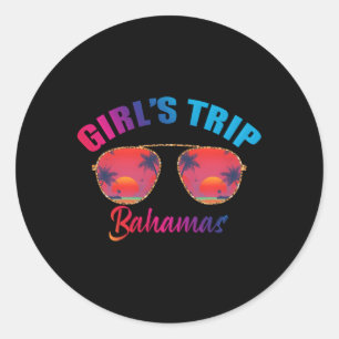 Pegatina Redonda Viaje de Bahamas 2023 Beach Besties Trip 2023