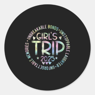Pegatina Redonda Viaje de chicas 2025 Fin de semana de mujeres vaca