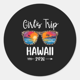 Pegatina Redonda Viaje de chicas 2026 Hawái Fin de semana de chicas