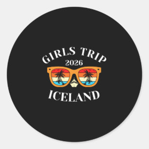 Pegatina Redonda Viaje de chicas 2026 Islandia vacaciones de primav