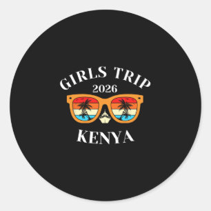 Pegatina Redonda Viaje de chicas 2026 Kenia vacaciones de primavera