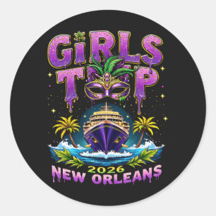 Pegatina Redonda Viaje de chicas 2026 Nueva Orleans