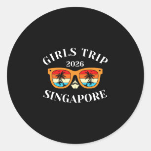 Pegatina Redonda Viaje de chicas 2026 Singapur vacaciones de primav