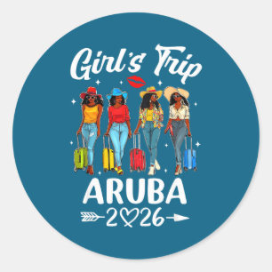 Pegatina Redonda Viaje de Chicas a Aruba 2026 Cumpleaños