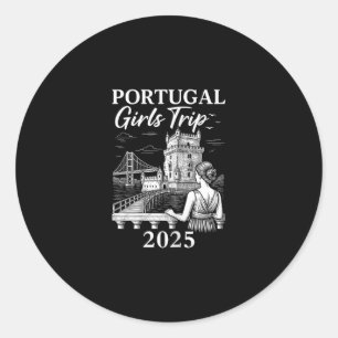 Pegatina Redonda Viaje de chicas a Portugal 2025 Viaje a la ciudad 
