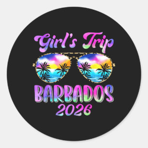 Pegatina Redonda Viaje de chicas Barbados 2026 Viaje de verano Fin