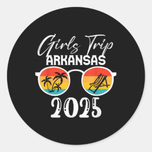 Pegatina Redonda Viaje de Chicas de Arkansas 2025 en Playa Cute vac
