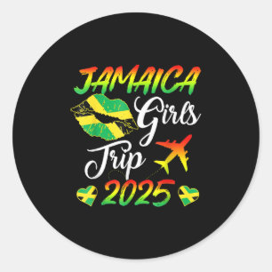 Pegatina Redonda Viaje de Chicas de Jamaica 2025 vacaciones de vera