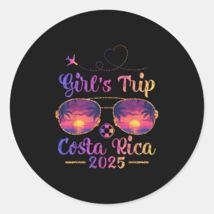 Pegatina Redonda Viaje de Chicas solares en Costa Rica Beach 2025