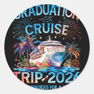 Pegatina Redonda Viaje de crucero de graduación 2026 Es una vacació