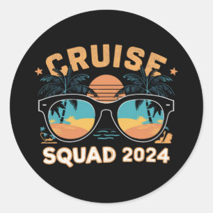 Pegatina Redonda Viaje de crucero de vacaciones para amigos de fami