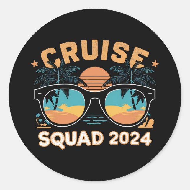 Pegatina Redonda Viaje de crucero de vacaciones para amigos de fami (Anverso)