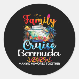 Pegatina Redonda Viaje de crucero familiar en Bermudas Vacaciones F