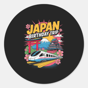 Pegatina Redonda Viaje de cumpleaños a Japón Tokio Osaka Nagoya Flo
