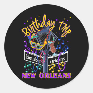 Pegatina Redonda Viaje de cumpleaños a Nueva Orleans Chicas del Bar