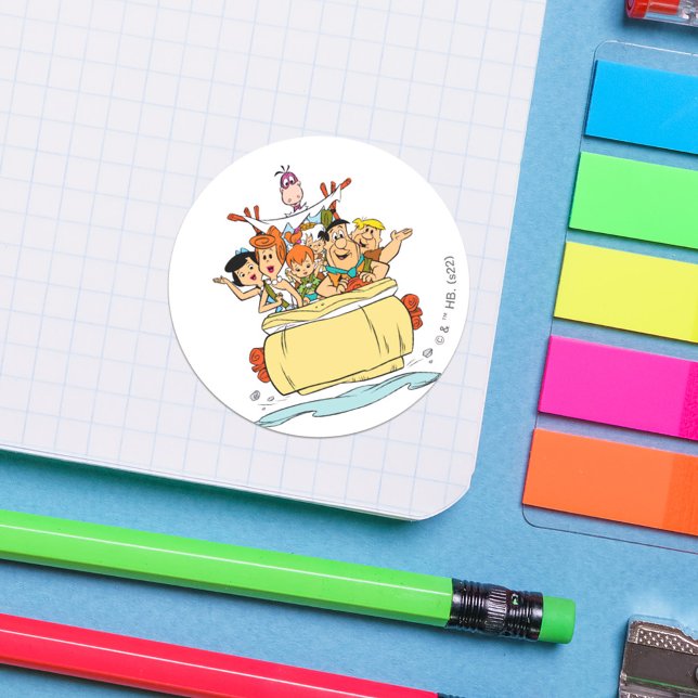 Pegatina Redonda Viaje de la familia Flintstones (Subido por el creador)