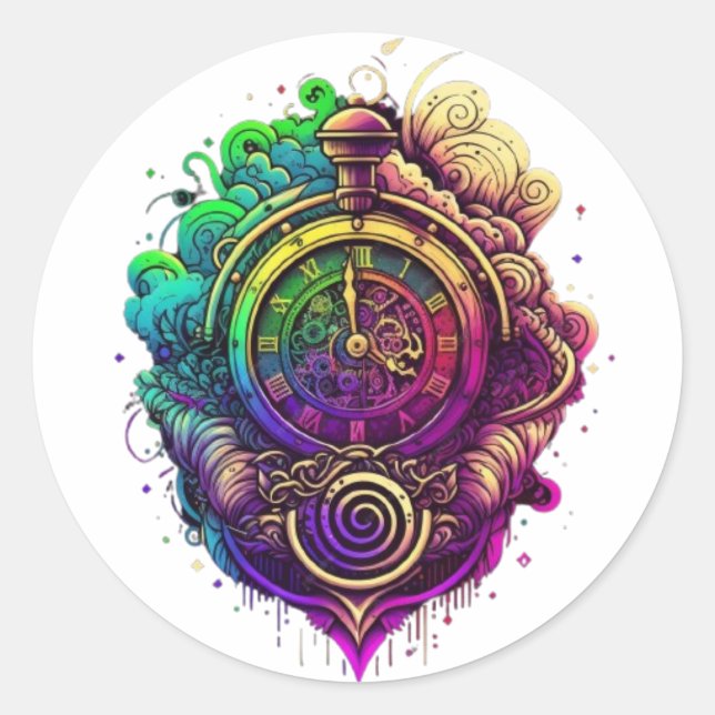 Pegatina Redonda Viaje de tiempo (Anverso)