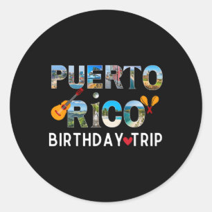 Pegatina Redonda Viaje de vacaciones de cumpleaños a Puerto Rico
