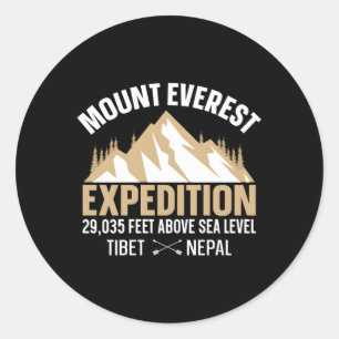 Pegatina Redonda Viaje de vacaciones de esquí Mount Everest S