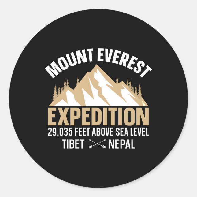 Pegatina Redonda Viaje de vacaciones de esquí Mount Everest S (Anverso)