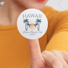 Pegatina Redonda Viaje de vacaciones en familia Hawái