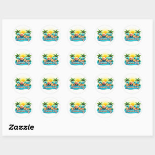 Pegatina Redonda Viaje de verano 2025 🌊 Sticker de texto tropical