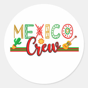 Pegatina Redonda Viaje en crucero de la tripulación mexicana Vacaci