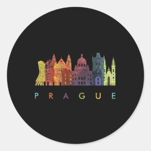Pegatina Redonda Viaje Europa República Checa Praga Vacaciones fami
