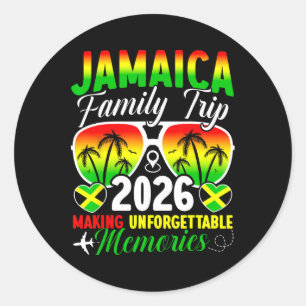 Pegatina Redonda Viaje Familiar a Jamaica 2026 Creando Recuerdos Ja