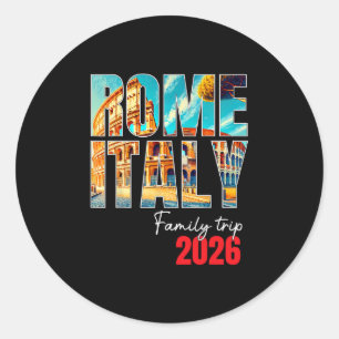 Pegatina Redonda Viaje Familiar a Roma Italia 2026 Vacaciones en Eu