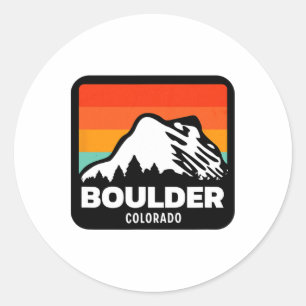 Pegatina Redonda Viaje familiar de snowboard en Boulder Colorado