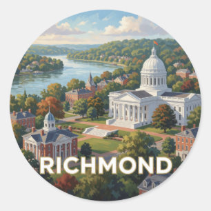 Pegatina Redonda Viaje histórico al río de la capital de Richmond V