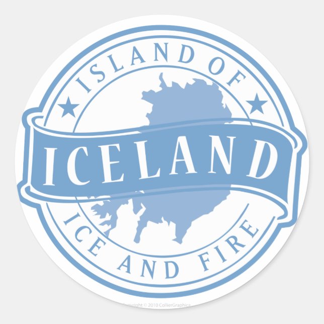 Pegatina Redonda VIAJE-Islandia (Anverso)