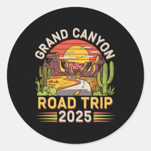 Pegatina Redonda Viaje por carretera del Gran Cañón 2025 - Vacacion