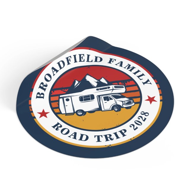 Pegatina Redonda Viaje por carretera RV: Vacaciones familiares coin (RV Road Trip Mom Matching Family Vacation Classic Round Sticker)