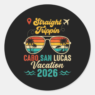 Pegatina Redonda Viaje recto cabo san lucas 2026 verano familiar